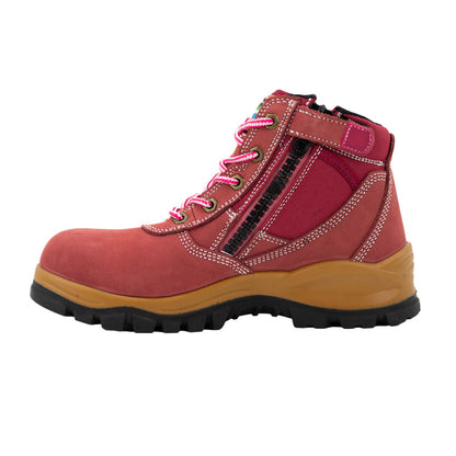 Women Zip Sided Lace Up Safety Boots EST-004B