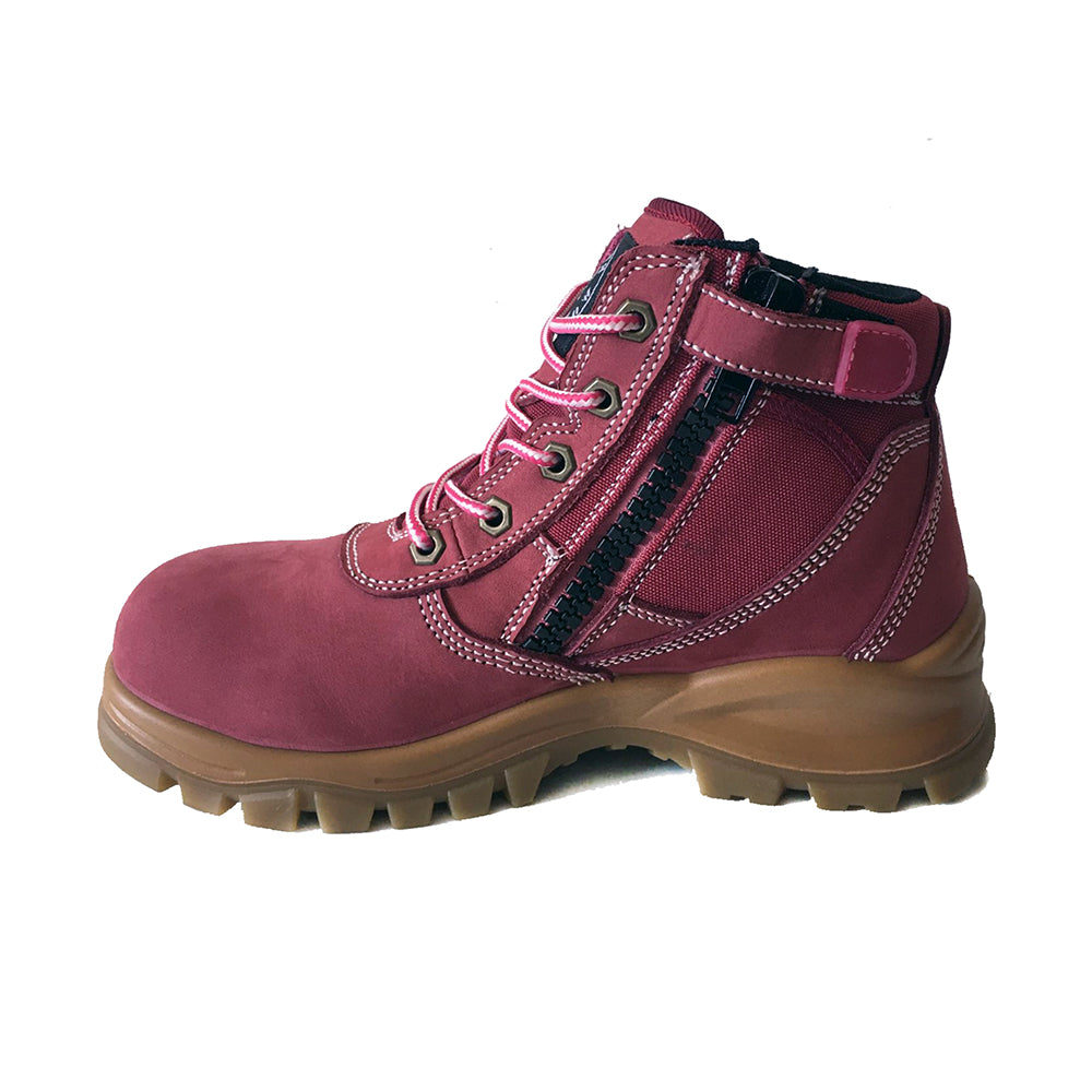 Women Zip Sided Lace Up Safety Boots EST-004B